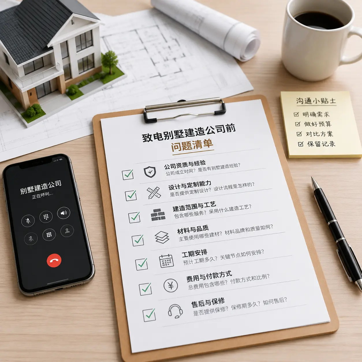 在望谟拨打别墅建造公司电话前的准备工作